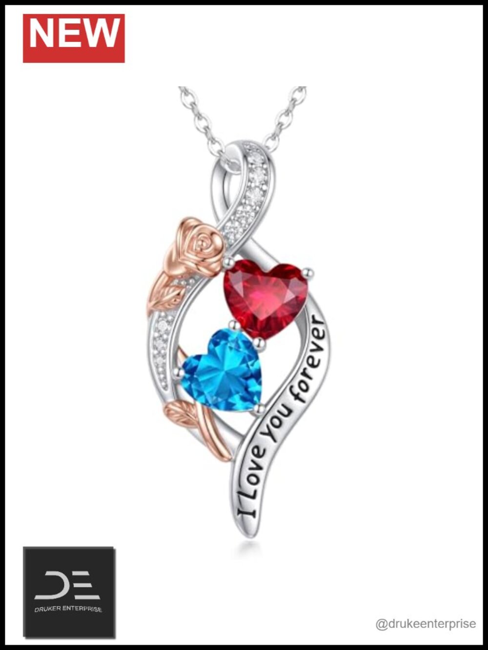 14K Gold Plated Infinity Birthstone Necklace Double Birthstone Jewelry Gift